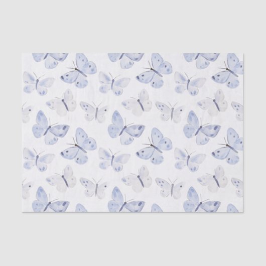  Paarse Witte Vlinders Verjaardag Tissuepapier (Voorkant)