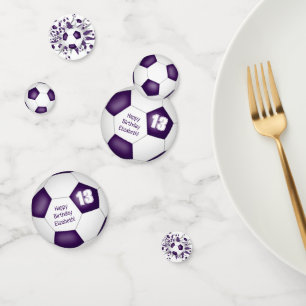 Paarse witte voetbal blowout verjaardagsfeestje confetti