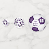 Paarse witte voetbal blowout verjaardagsfeestje confetti (Voorkanten)