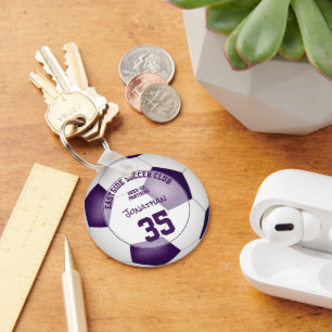 paarse witte voetbal team kleuren kinder sport ges sleutelhanger