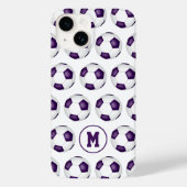 paarse witte voetballen patroon monogram Case-Mate iPhone case (Achterkant)