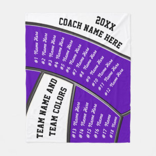 Paarse, witte volleybalcoach cadeaus op maat fleece deken