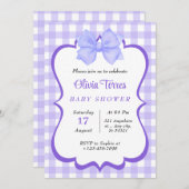 paarse Witte Waterverf Baby shower Uitnodiging (Voorkant / Achterkant)