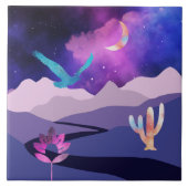 Paarse woestijnbergen tegeltje (Voorkant)