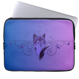 Paarse wolf laptophoes laptop sleeve
