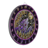 Paarse wolf tegen Sterrennacht Dartbord (Voorkant Links)