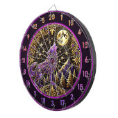 Paarse wolf tegen Sterrennacht Dartbord (Voorkant Rechts)