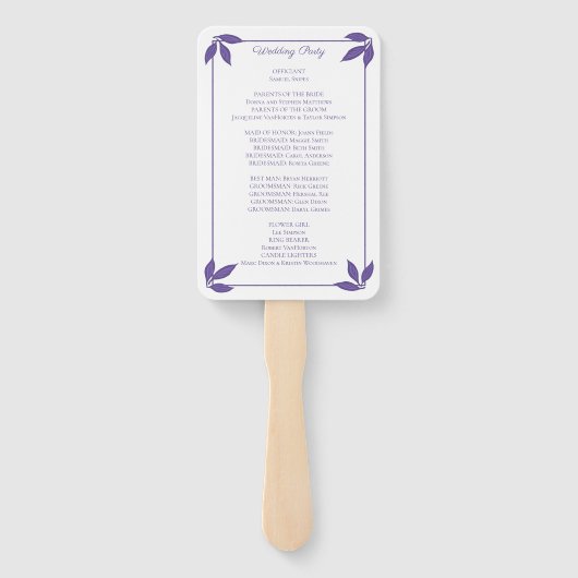 Paarse Woodsy bruiloft Monogram beste dag ooit Handwaaier (Achterkant)