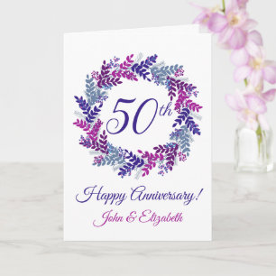 Paarse Wreath 50th Wedding Jubileum Kaart