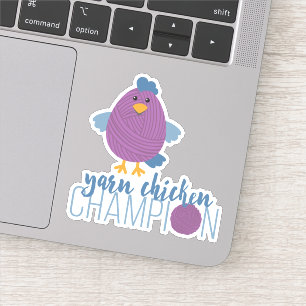 Paarse yarn Chicken Champion Custom-Cut-kers Sticker