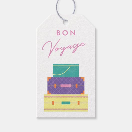 Paarse Yellow Bon Voyage Party voor Label Cadeaulabel (Voorkant)