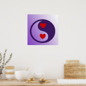 Paarse Yin Yang Hearts Poster (Keuken)