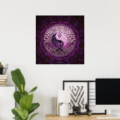 Paarse Yin Yang met levensboom Poster (Thuiskantoor)