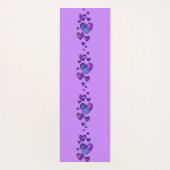 Paarse yogamat met pauwenpatroonharten (Achterkant)