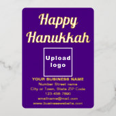 Paarse Zakelijk Merk op Chanoeka Folie Feestdagenkaart (Voorkant)