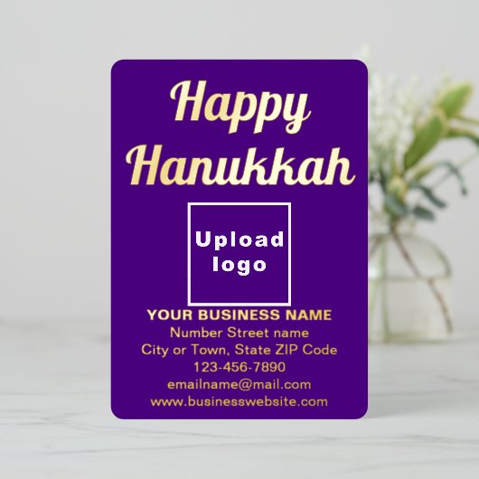 Paarse Zakelijk Merk op Chanoeka Folie Feestdagenkaart (Staand Voorkant)