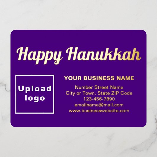 Paarse Zakelijk Merk op Chanoeka Rechthoek Folie Feestdagenkaart (Voorkant)