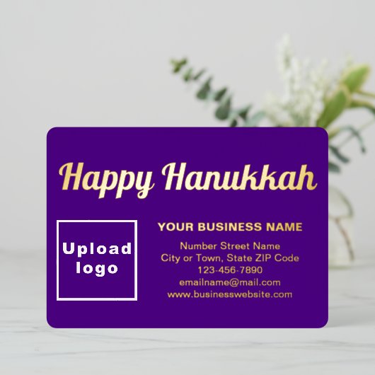 Paarse Zakelijk Merk op Chanoeka Rechthoek Folie Feestdagenkaart (Staand Voorkant)