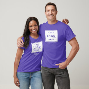 Paarse Zakelijke Logo Bedrijfsnaam Promo T-shirt