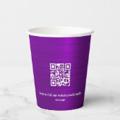 Paarse zakelijke logo qr code papieren bekers (Achterkant)