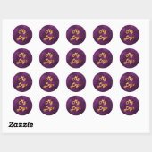 Paarse zakelijke logo ronde sticker (Vel)