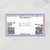 Paarse zakelijke QR-codes Logo 3,5 x 2,0 Visitekaartje (Achterkant)