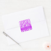 Paarse Zebra Afdrukken met aangepaste tekst Vierkante Sticker (Envelop)