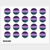 Paarse Zebra, Blauwe Zebra, Glitter Zebra, Monogra Ronde Sticker (Vel)