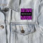 Paarse Zebra Bridesmaid Vierkante Button 5,1 Cm (In situ)