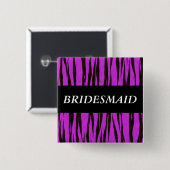Paarse Zebra Bridesmaid Vierkante Button 5,1 Cm (Voorkant /achterkant)