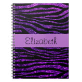 Paarse Zebra, glitter-Zebra, strips, Jouw naam Notitieboek (Voorkant)