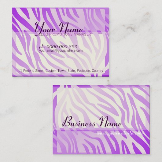 Paarse Zebra gradiënt Grenzen grote Visitekaartjes (Voorkant / Achterkant)