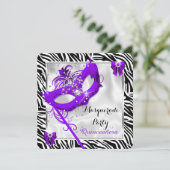 Paarse Zebra Masquerade Quinceanera 15e partij Kaart (Staand voorkant)