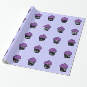 Paarse Zebra Patroon Cupcake Cadeaupapier