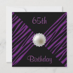 Paarse Zebra & Pearl 65e verjaardag Kaart