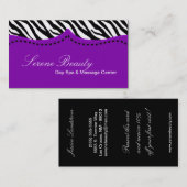 Paarse Zebra Print Animal Pattern Visitekaartje (Voorkant / Achterkant)