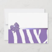 Paarse Zebra Print Bridal Showuitnodiging Kaart (Achterkant)