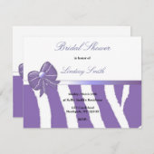 Paarse Zebra Print Bridal Showuitnodiging Kaart (Voorkant / Achterkant)