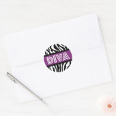 Paarse & Zebra Print DIVA Typografie Party Sticker (Envelop)