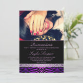 Paarse Zebra Print Quinceañera Verjaardag uitnodig Kaart (Staand voorkant)