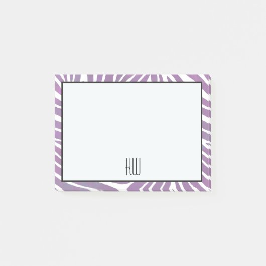 Paarse Zebra Print Stripes monogram Post-it® Notes (Voorkant)