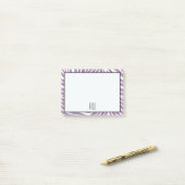 Paarse Zebra Print Stripes monogram Post-it® Notes (Op bureau)