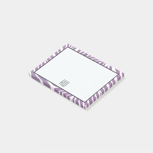 Paarse Zebra Print Stripes monogram Post-it® Notes (Schuin)