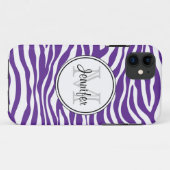 Paarse Zebra Print Trendy monogram iPhone 5 Case-Mate iPhone Case (Achterkant (horizontaal))
