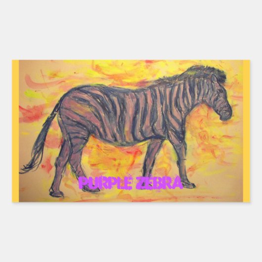 paarse zebra rechthoekige sticker (Voorkant)