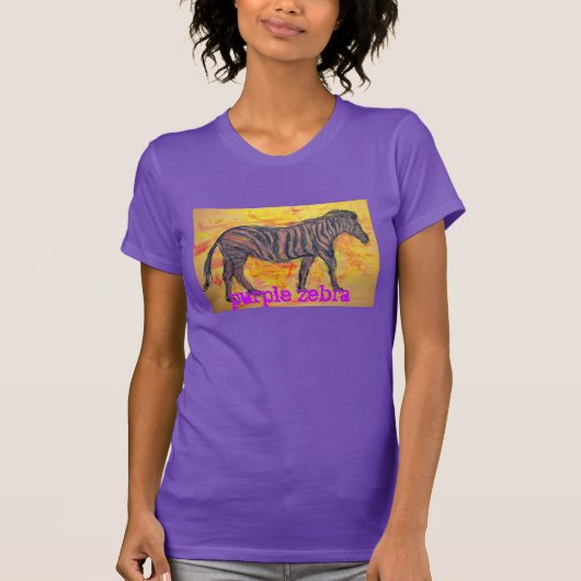 paarse zebra slogan t-shirt (Voorkant)