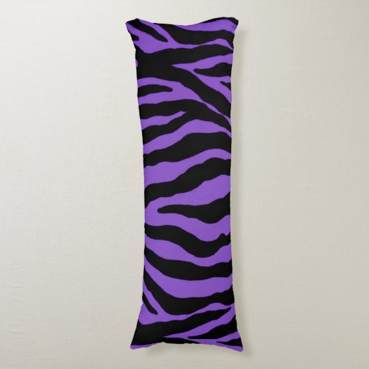 Paarse Zebra Stripe Animal Print Body Pillow Lichaamskussen (Voorkant Verticaal)