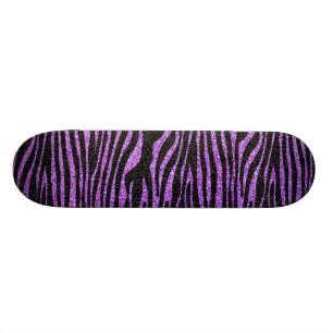 Paarse Zebra stripe (faux glitter bling) Skateboard