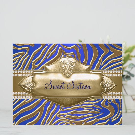 Paarse Zebra Sweet 16 Party Kaart (Staand voorkant)