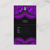 Paarse ZEBRA vouw over zwart korset Visitekaartje (Achterkant)